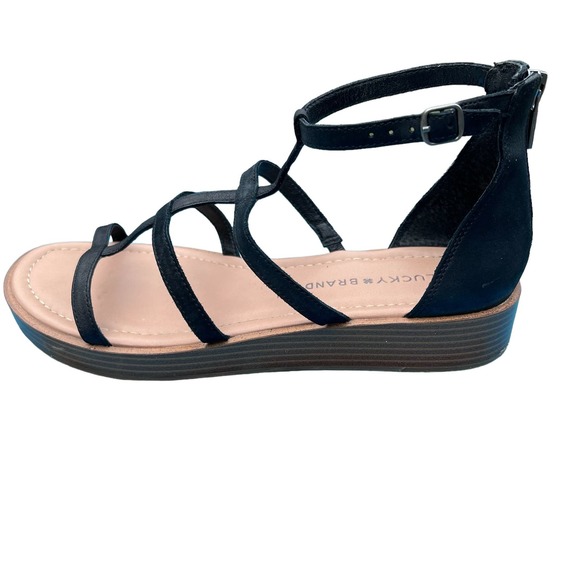 Lucky Brand Women’s Black Leather Cage Sandals Fits like a 9, tagged 8.5 / 39 - Picture 7 of 13